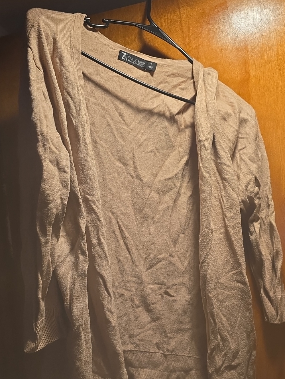 Ziaelle Beige Open-Front Draped Cardigan